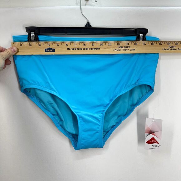 Lands End High Waisted Bikini Swim Bottoms Size 14 Turquoise Chlorine Resistant - Picture 7 of 9
